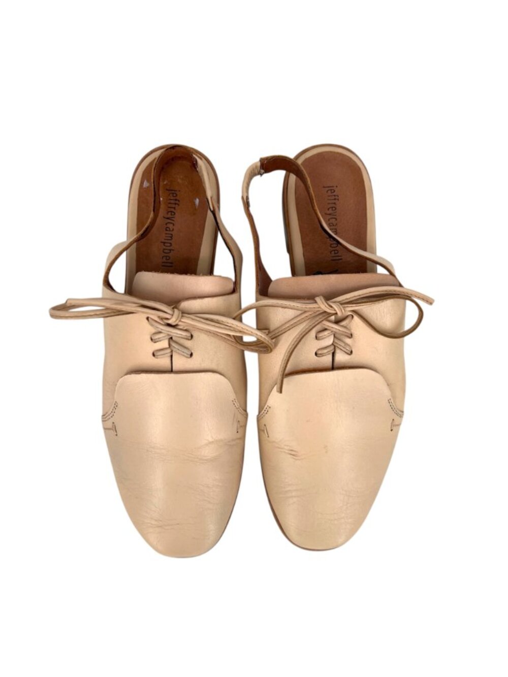 Jeffrey Campbell Beige Leather Slingback Oxford Shoes Size 9 Light Academia - Picture 4 of 14